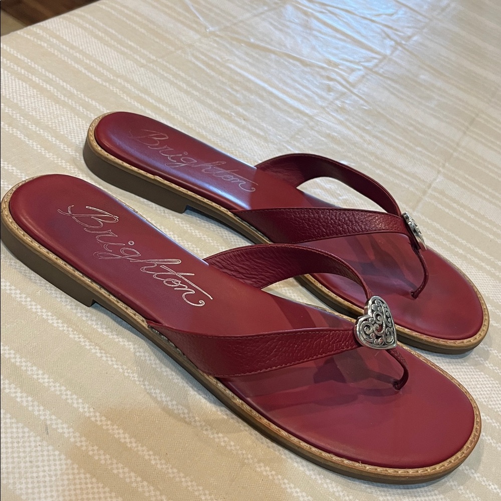 Brighton Orla 4 Red Heart Embellished Leather Sandals size 10 women’s - Picture 4 of 7